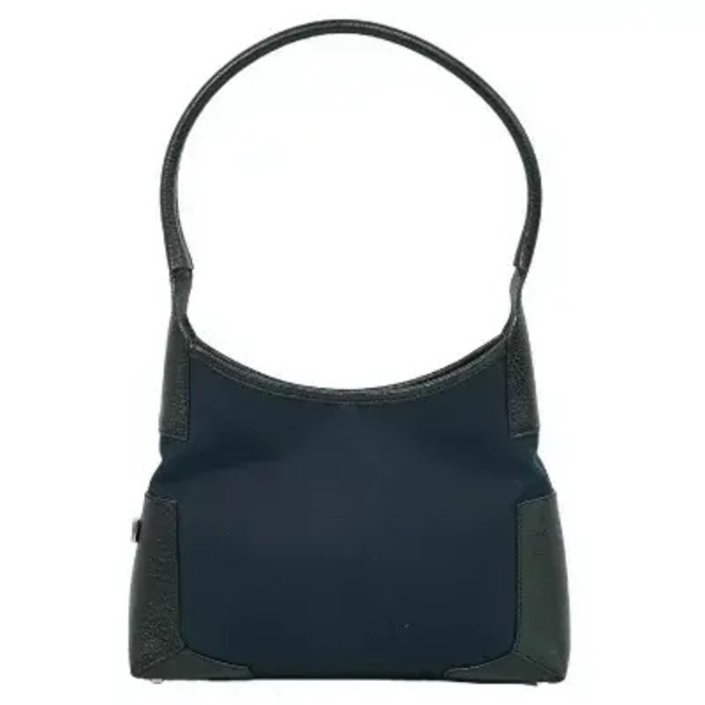 Salvatore Ferragamo Canvas Shoulder Bag Navy Blue Black